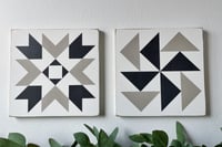 Image 1 of SET of 2 - BLACK & TAN - Autumn Harvest Collection - 11" Wood Barn Quilts