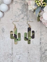 Image 2 of Army Print Cactus Earrings (large)