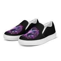 Image 4 of Goth Inspired Baphomet/Pentagram Purple Goat Women’s Slip-On Canvas Shoes