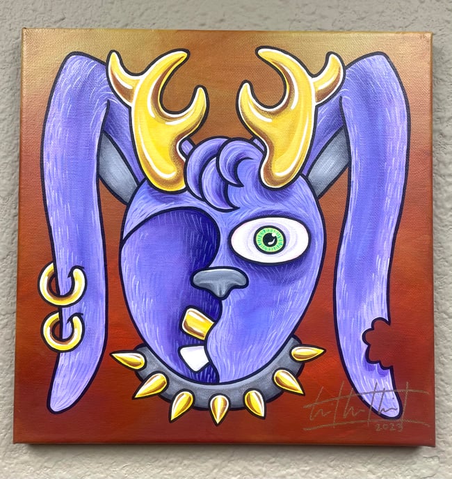 Golden Jackalope original painting 