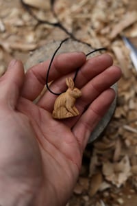 Image 1 of Cherry Wood Rabbit Pendant 