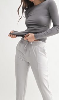 Image 1 of New Pewter Long Sleeve Micro Ribbed Too 