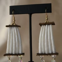 Image 3 of White Gold One Tier Dentalium Earrings