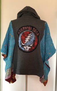 Image 2 of Upcycled “Grateful Dead” hooded, vintage quilt,  poncho