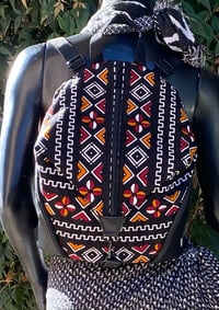 Image 1 of Designs By IvoryB Backpack Tribal Brown Mudcloth Print 