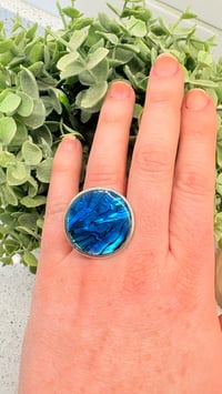 Image 1 of Statement Blue shell Abalone Ring