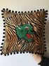 Green Tiger Pom Pom Cushion Cover Image 2