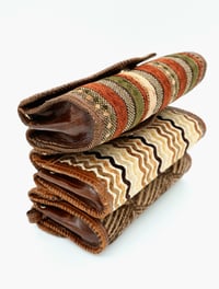 Image 1 of Syrian Leather Clutch Bags Gold/Brown Print