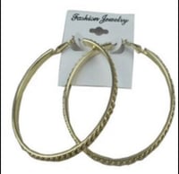 Image 2 of Silver Chain hoop earrings