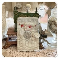 Image 1 of French shabby Chic tattered  Sewing Book/Needle book with lace samples