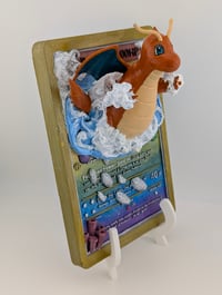 Image 3 of Dragonite Handpainted Pokemon TCG 3D Wall Art