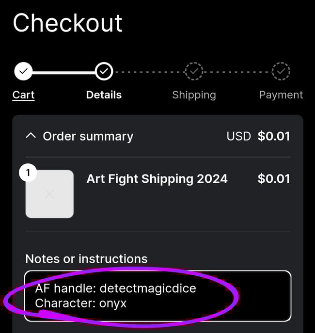 Art Fight Shipping 2025