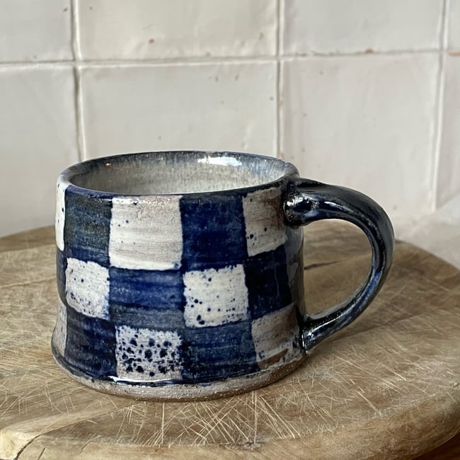 Coffee Mug Blue Squares (3)