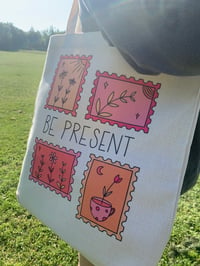 Image 2 of Be Present linen tote bags