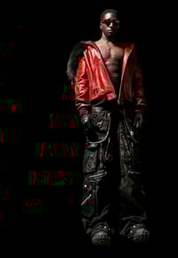 Image 4 of Red ‘Le Visere’ Fur Lined Leather Jacket