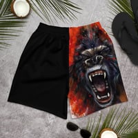 Image 2 of BOSSFITTED Red and Black Men's Gorillas Only Athletic Long Shorts