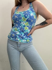 Image 3 of 00s blue floral top // M