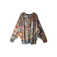 Image 1 of 4XL Unisex Adult Soft Long Sleeve Tee in Earthy Ammonite Spiral Ice Dye