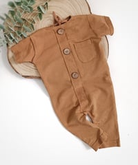 Image 2 of Photoshooting romper | Lorenzo | sleeves | camel brown | sitter boys