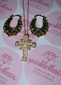 Medium Creoles and gold cross 