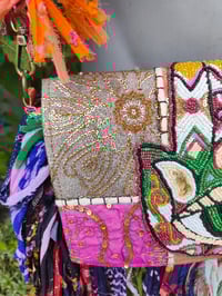 Image 6 of FRILL body cross Sari bag with ruffle -large detachable strap- Hamsa Hand 1