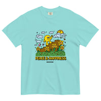 Image 4 of Peace + Happiness (Full color) Unisex garment-dyed heavyweight t-shirt