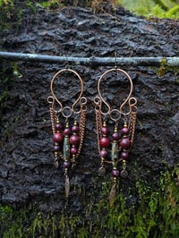 Image 2 of Aggie Maroon Jade Horseshoe triple drops