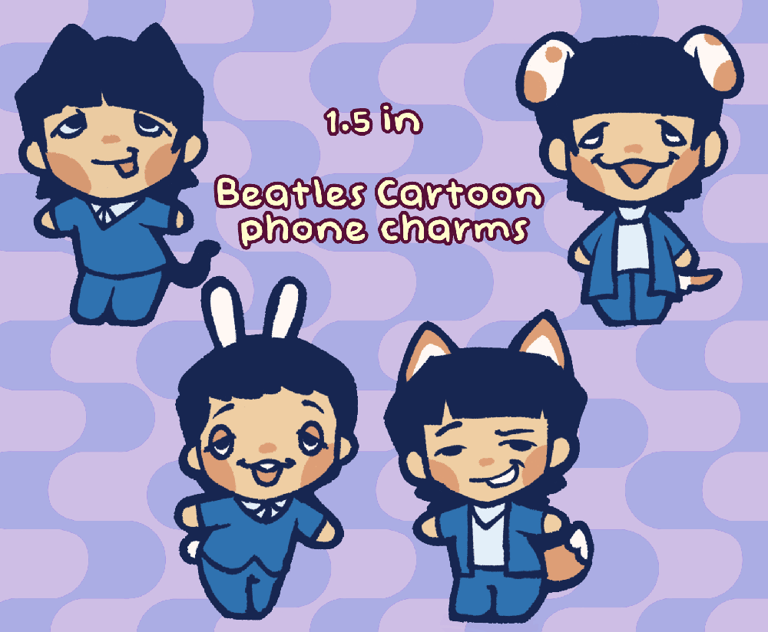 Beatles Cartoon phone charms (Preorder!)