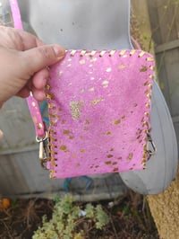 Image 3 of Woodstock cross body /passport bag - light pink and heart