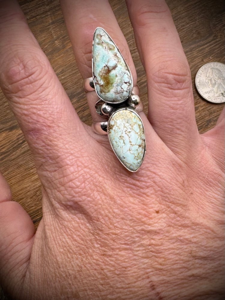 Image of Dry Creek 2 Stone Ring - Adjustable 🩵