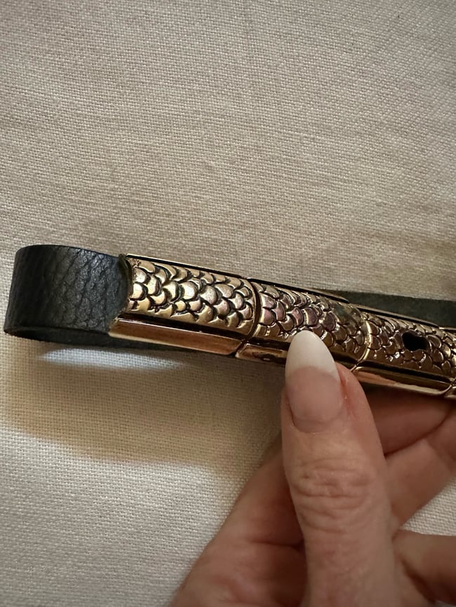 70s French snake belt leather and metal 