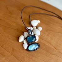 Image 1 of Triple Labradorite Micro Macrame Necklace