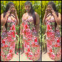Leopard rose maxi dress with pockets 