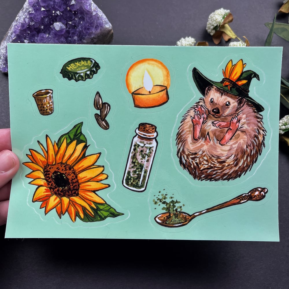 Hedgehog Witch Sticker Sheet