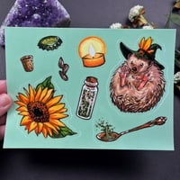 Image 2 of Hedgehog Witch Sticker Sheet