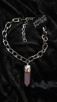 Image 4 of Fox tooth and rose quartz chunky chain 