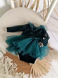 Image 4 of Newborn dress for photo shoots | Gabrielle | emerald dots