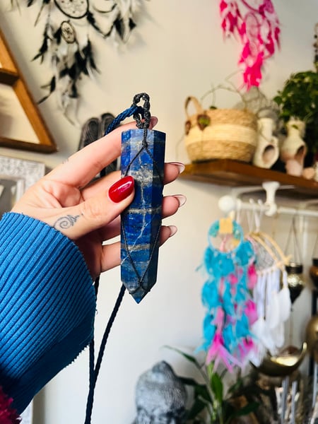 Image of Lapis lazuli extra large wand necklace 