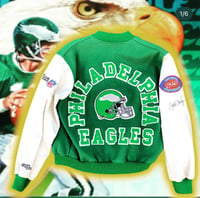 Image 1 of 💎ViNTaGe💎 AuToGRaPHeD JeFF FeaGLeS PHiLaDeLPHiA EaGLeS 🦅  CHaLK LiNe LeTTerMEN JaCKeT🧥