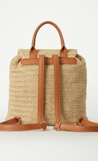 Image 2 of Leather Straw Backpack 