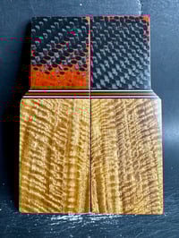 Image 2 of GLOW Carbon Fiber & Curly Narra Segmented Knife Scales