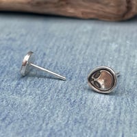 Image 2 of Sterling Silver Alien Stud Earrings Handmade