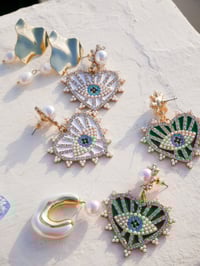 Image 3 of Green Rebecca Earrings