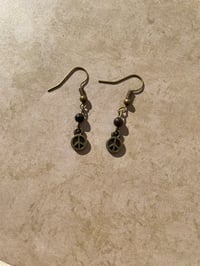 Image 2 of Peace sign bead earrings 
