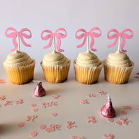 Image 5 of Moños Coquete Rosa Cupcake Toppers Sets de 12 y 24