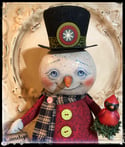 Folk art Snowman Winter Cardinal Doll Creation