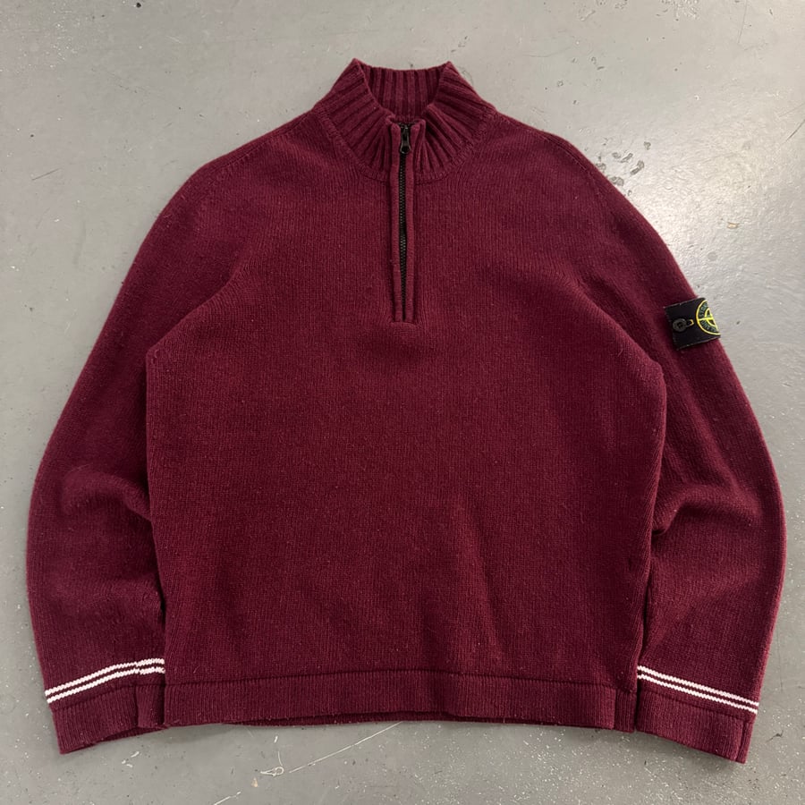 Image of AW 2015 Stone Island 1/4 zip up wool sweatshirt, size medium