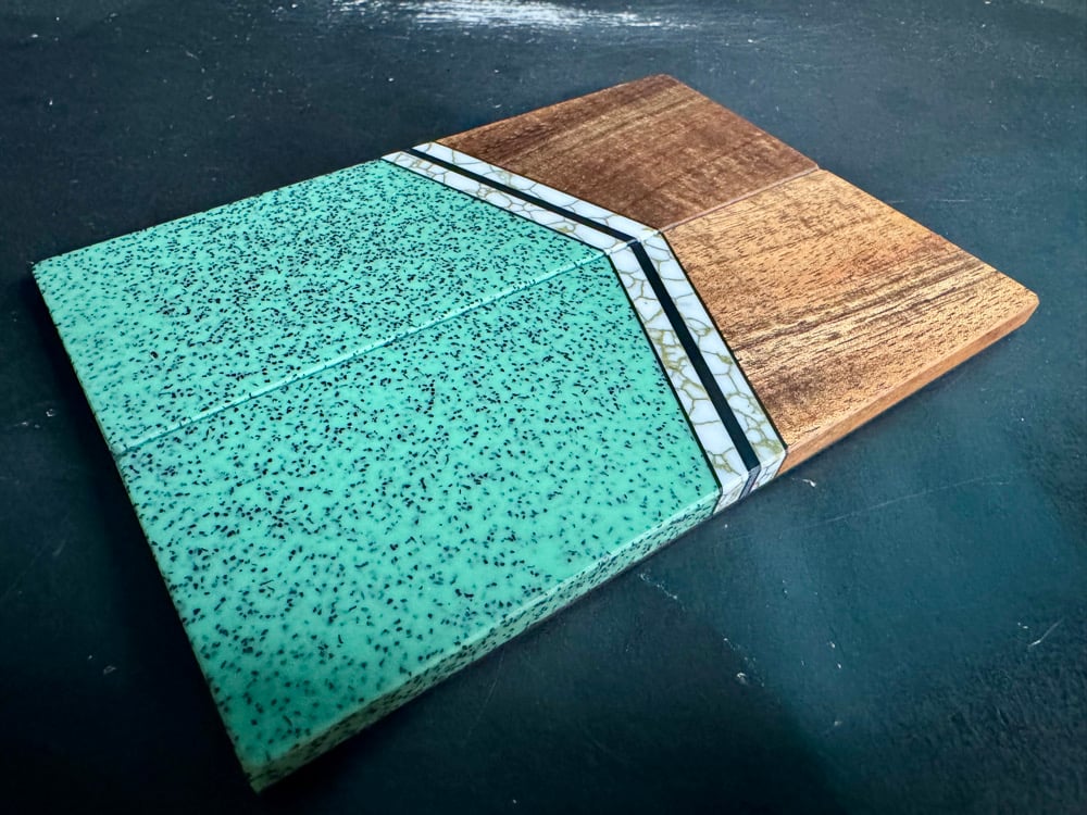 Image of Curly Koa & Seafoam Grip-Tec Segmented Knife Scales