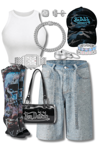 Image 2 of Rhinestone Baddie Tomboy Shorts *Stretchy*