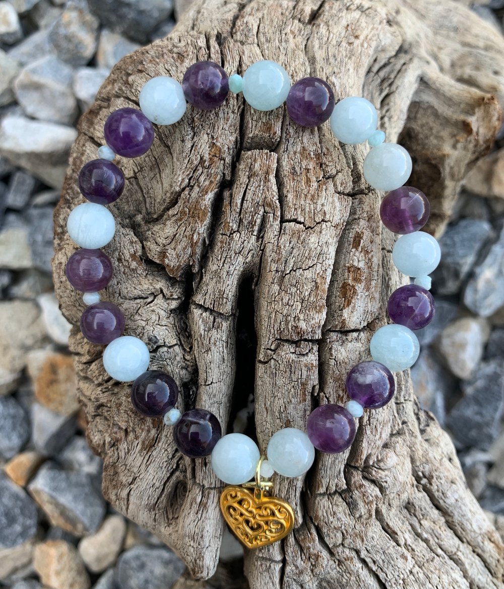 Image of Reiki Charged Blue Lotus Larimar Bracelet
